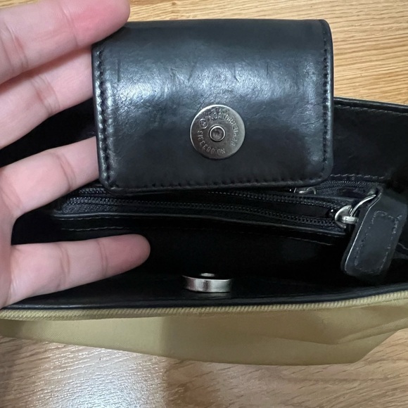 Coach Tan + Black Small Arm Purse Handbag Vintage Desinger Canvas + Leather 7417 - Picture 9 of 13